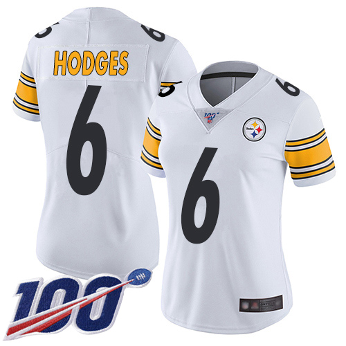 Women Pittsburgh Steelers Football 6 Limited White Devlin Hodges Road 100th Season Vapor Untouchable Nike NFL Jersey